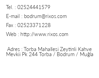 Rixos Premium Bodrum iletiim bilgileri